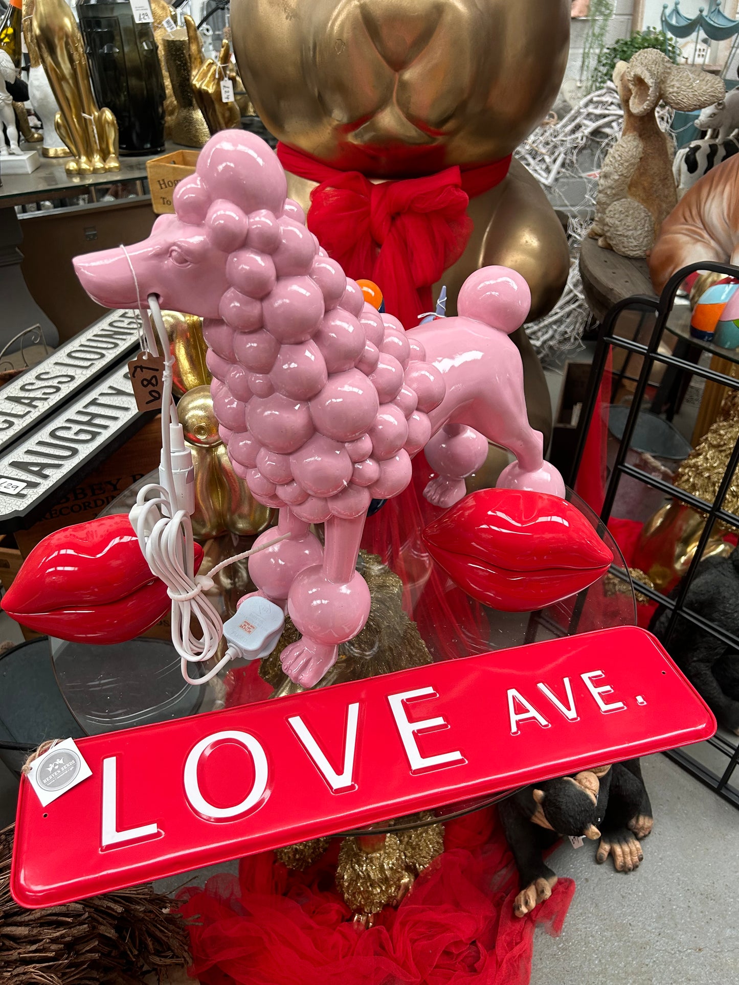 Standing Pink Poodle Lamp - Eye-Catching Resin Lamp | Sign of the times Stoke