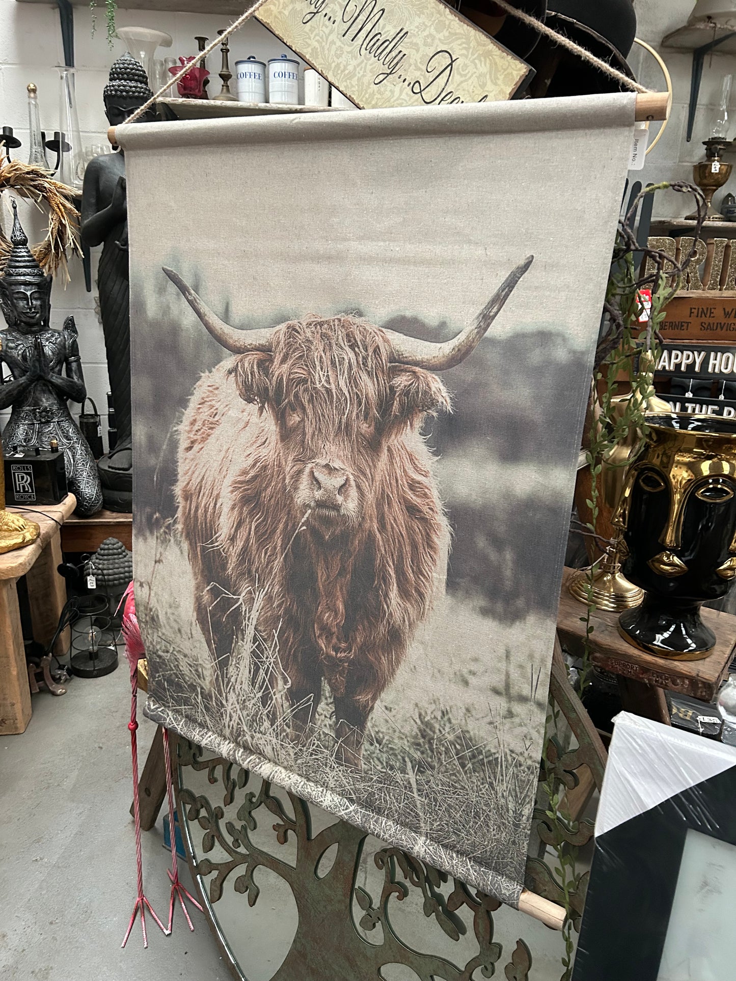 Highland Cow Canvas Wall Art - Rustic Farmhouse Hanging Décor