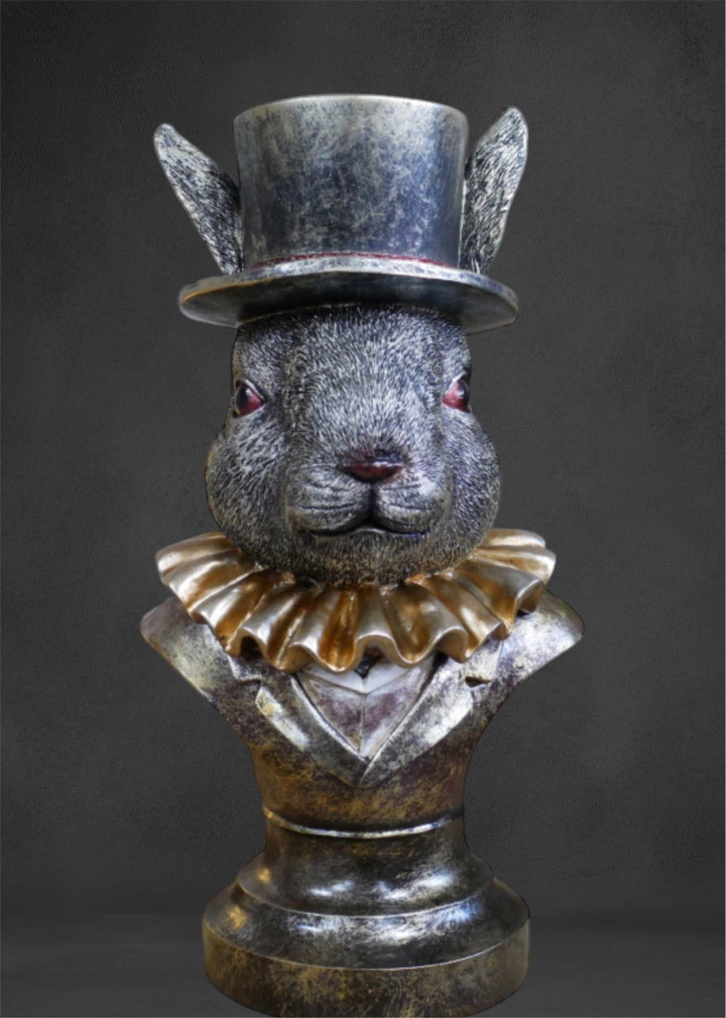 Charming Rabbit Bust with Top Hat – Detailed Resin Sculpture