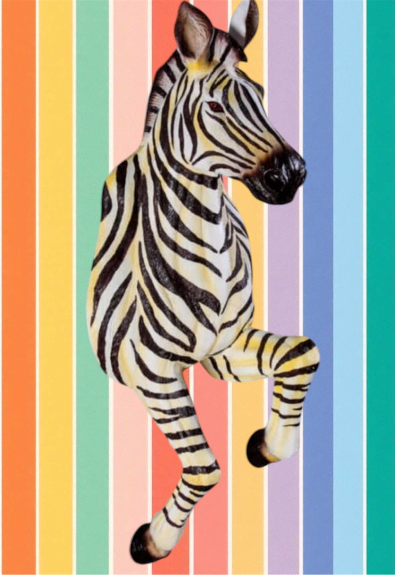 Running Zebra Wall Figure – Large Resin Zebra Sculpture