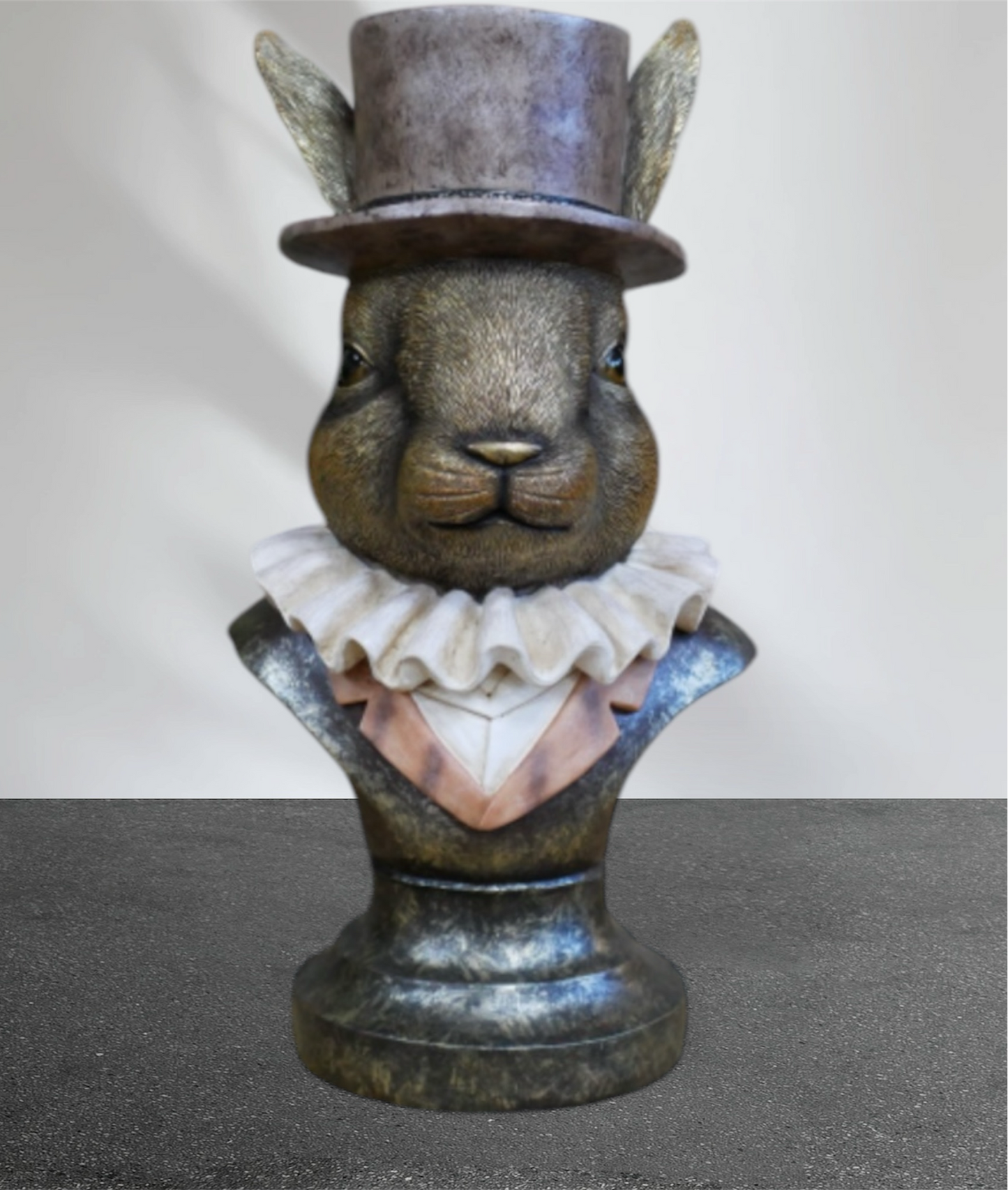 Charming Rabbit Bust with Top Hat – Detailed Resin Sculpture