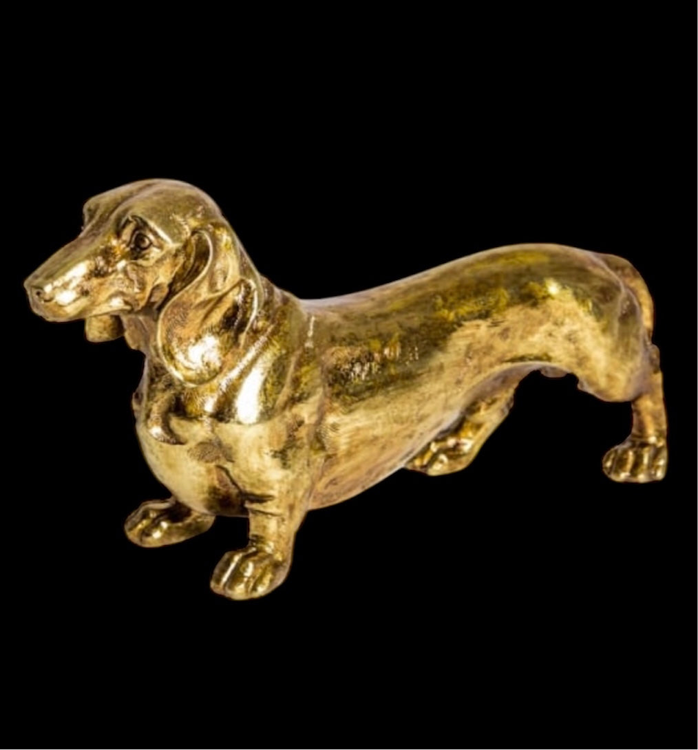 Gold Dachshund Figurine – Elegant Dog Lover’s Decorative Ornament