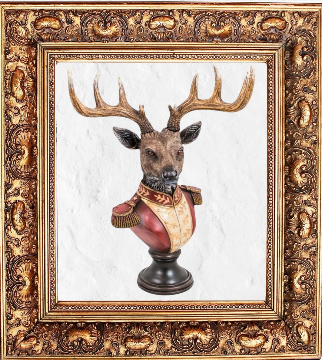 Gentry Stag Bust on round Base - Regal Resin Sculpture