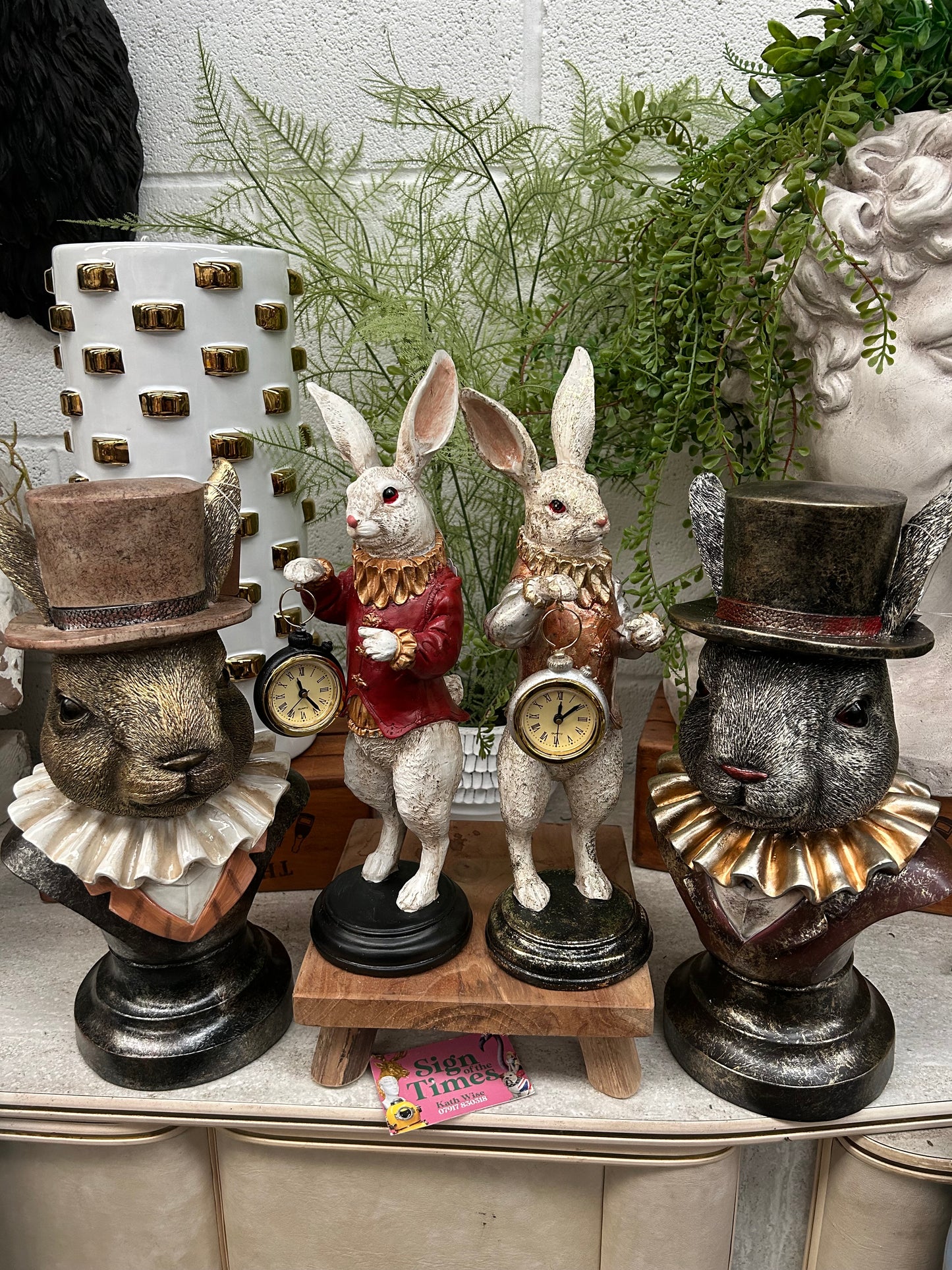 Charming Rabbit Bust with Top Hat – Detailed Resin Sculpture