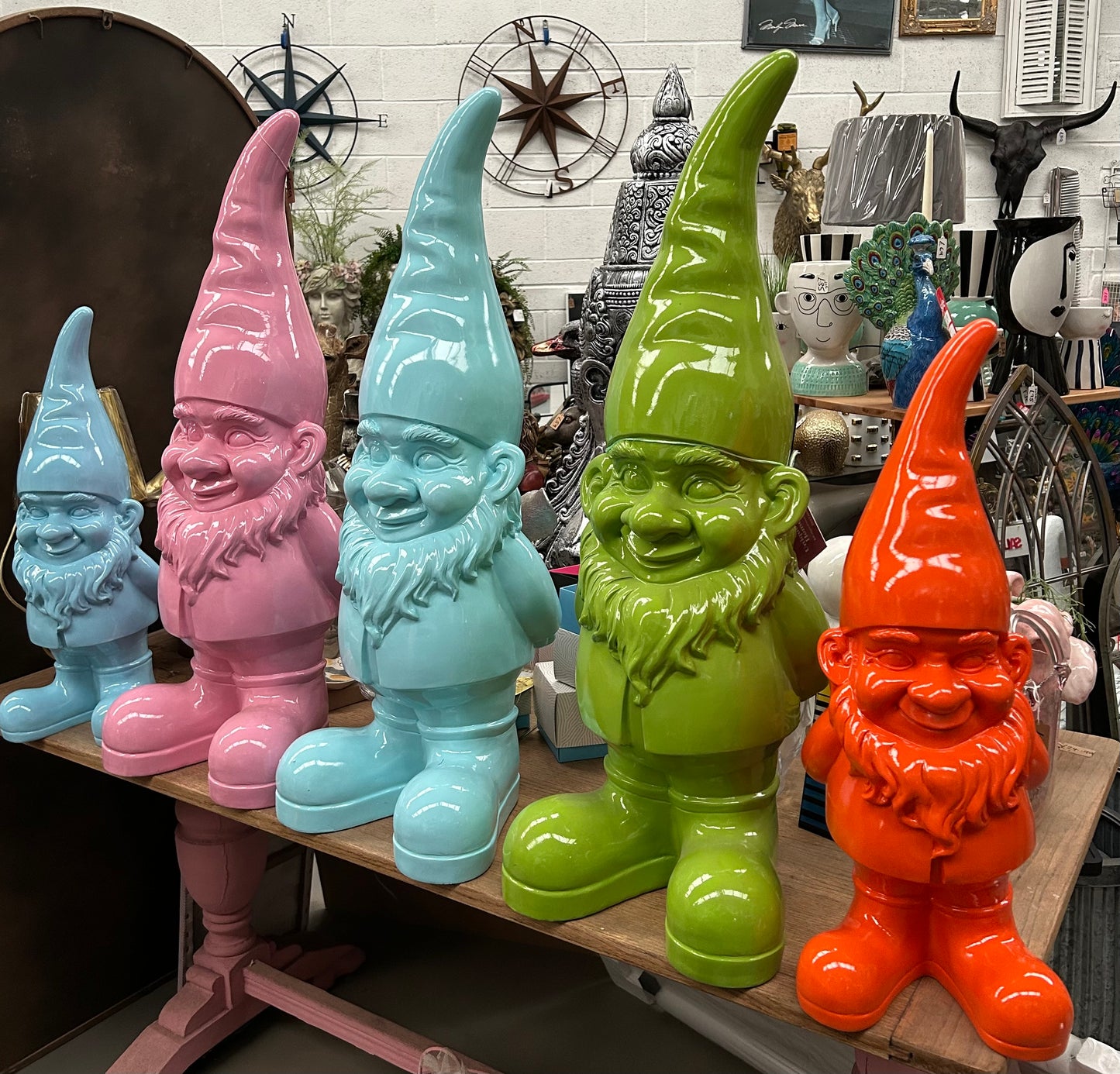 Giant Blue Standing Gnome Figure - Joyful Garden or Home Decor