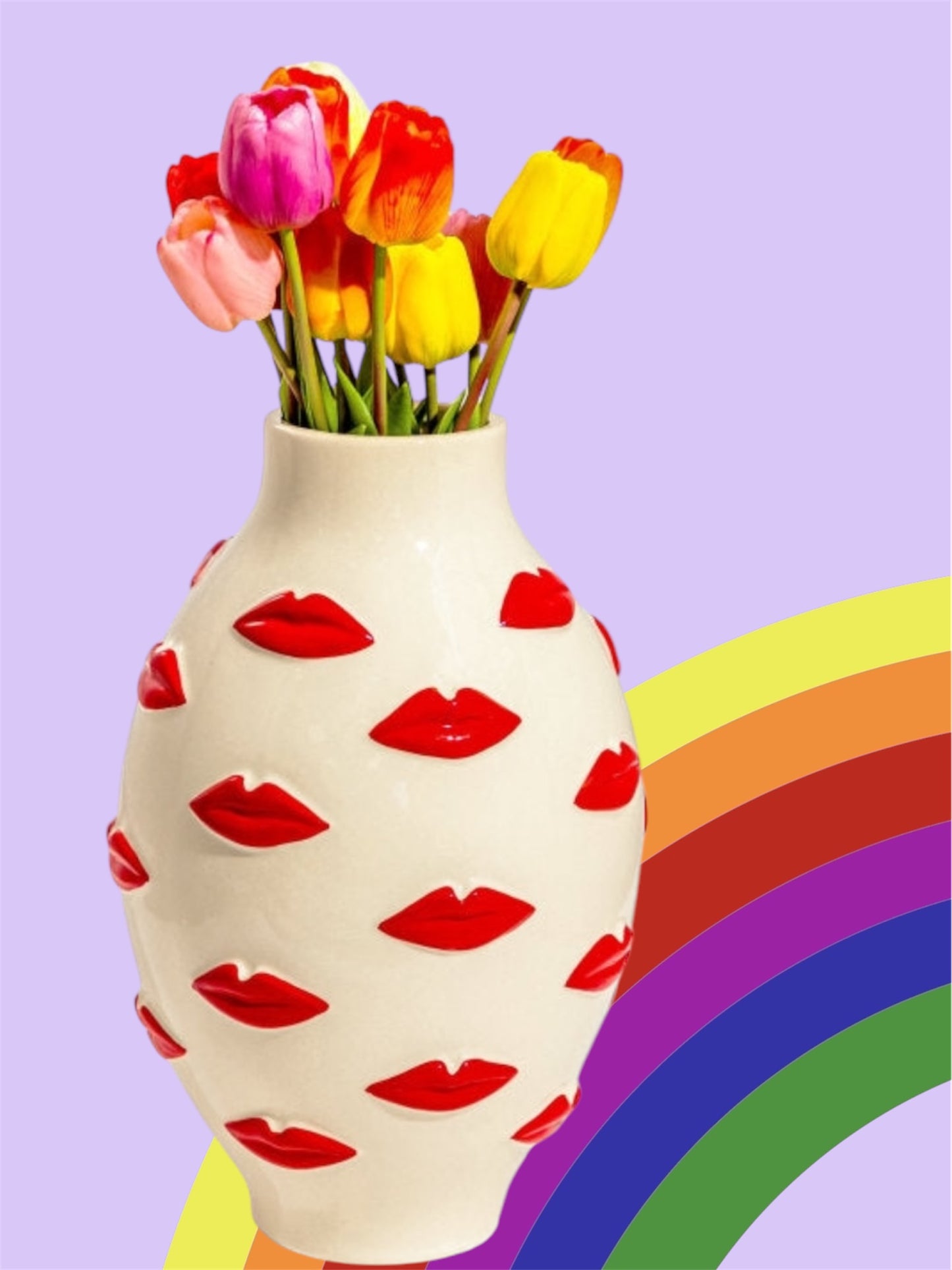 Large Red Multi-Lip Vase - Stunning Ceramic Decorative Vase