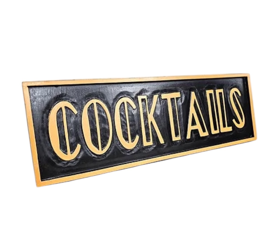 Elegant "Cocktails" Sign | Black & Gold Bar Wall Art