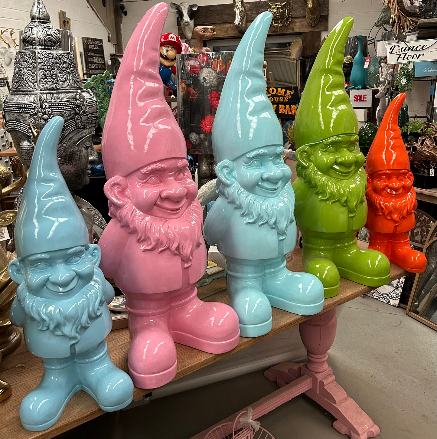 Giant Blue Standing Gnome Figure - Joyful Garden or Home Decor