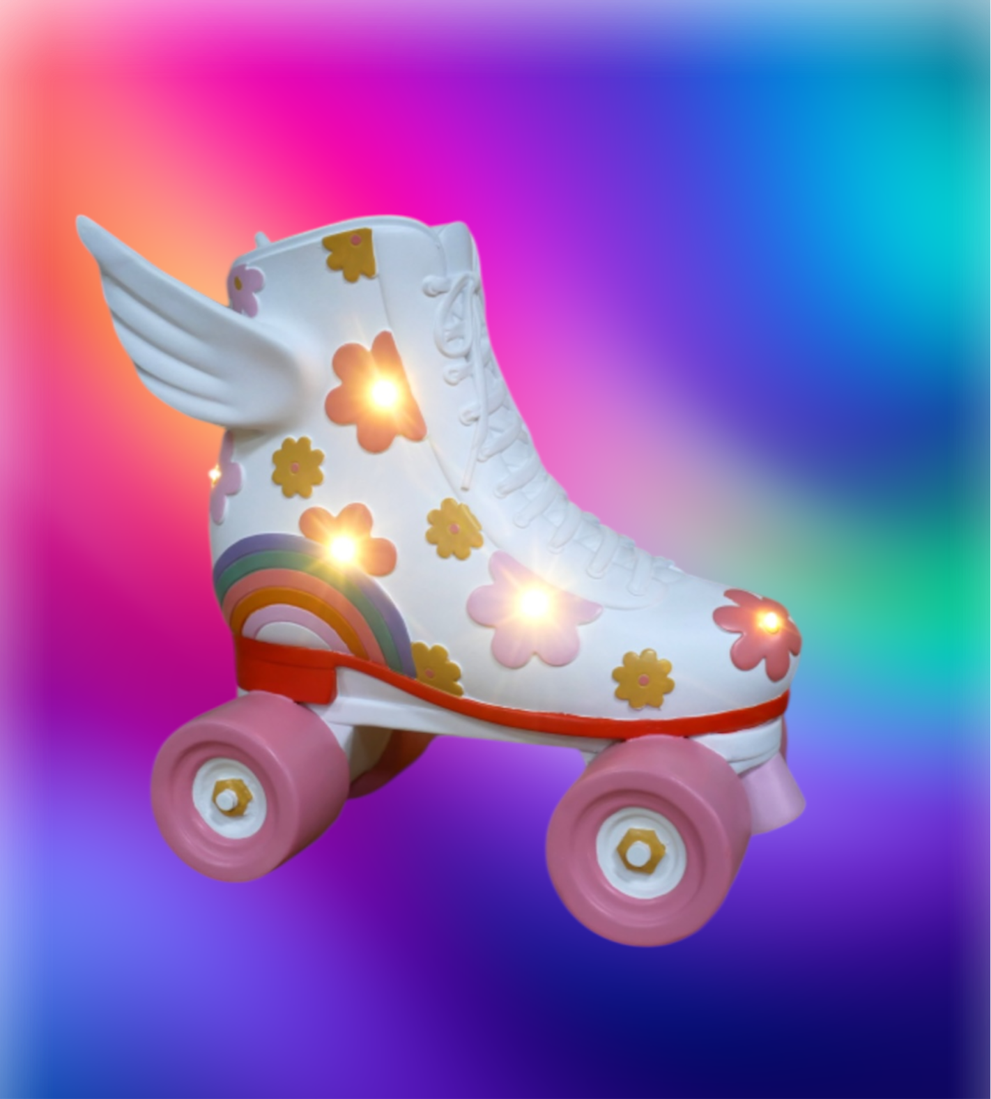 Light-Up Flowered Roller Skates Ornament - Colorful LED Decor for Home or Office