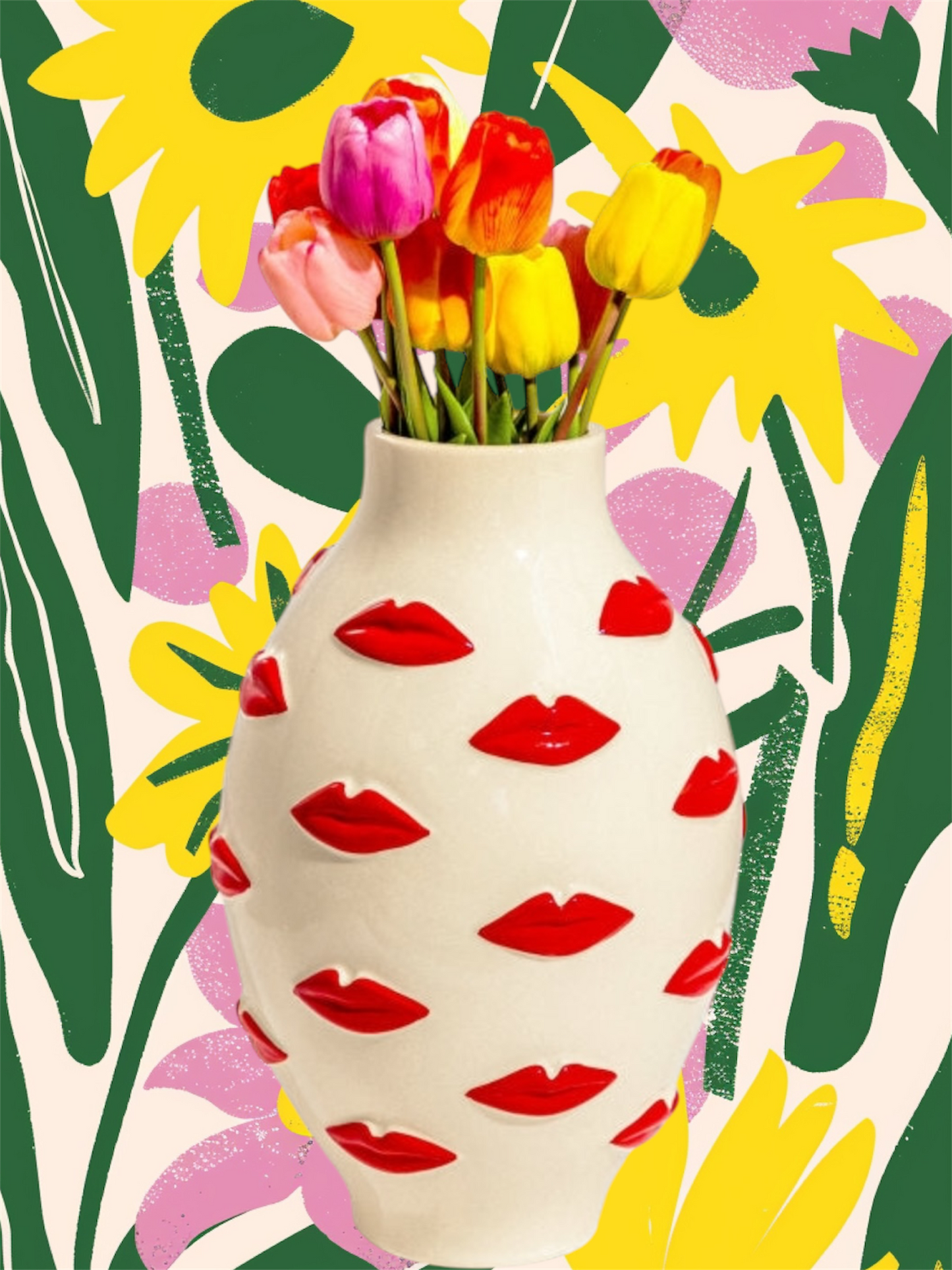 Large Red Multi-Lip Vase - Stunning Ceramic Decorative Vase