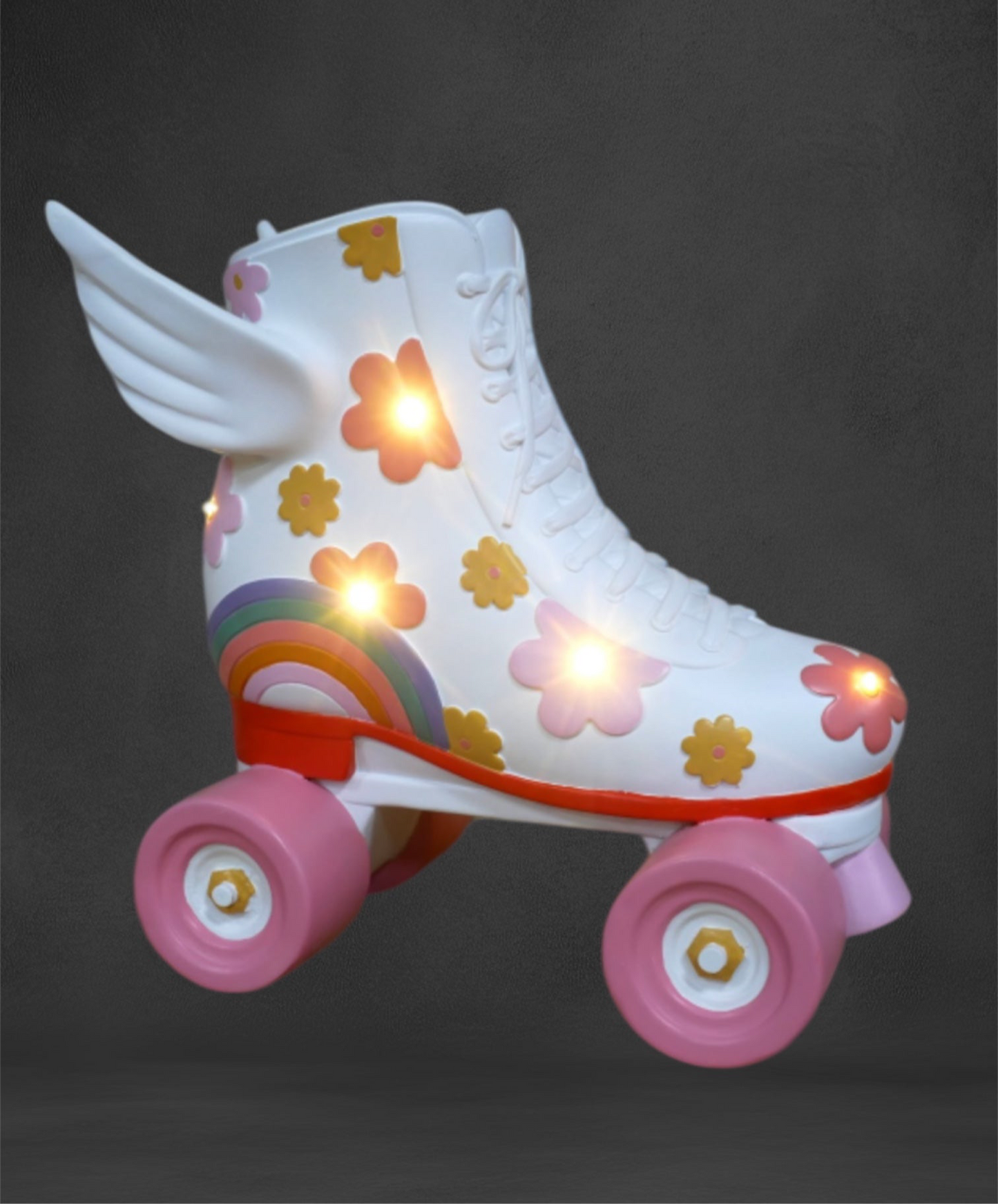 Light-Up Flowered Roller Skates Ornament - Colorful LED Decor for Home or Office
