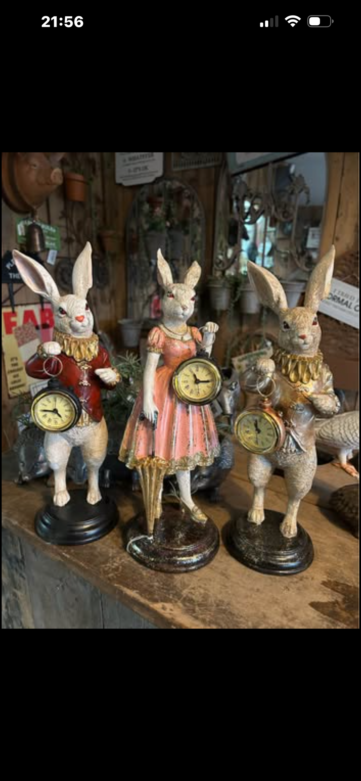 Lady Rabbit Standing Clock Figure – Whimsical Decorative Timepiece