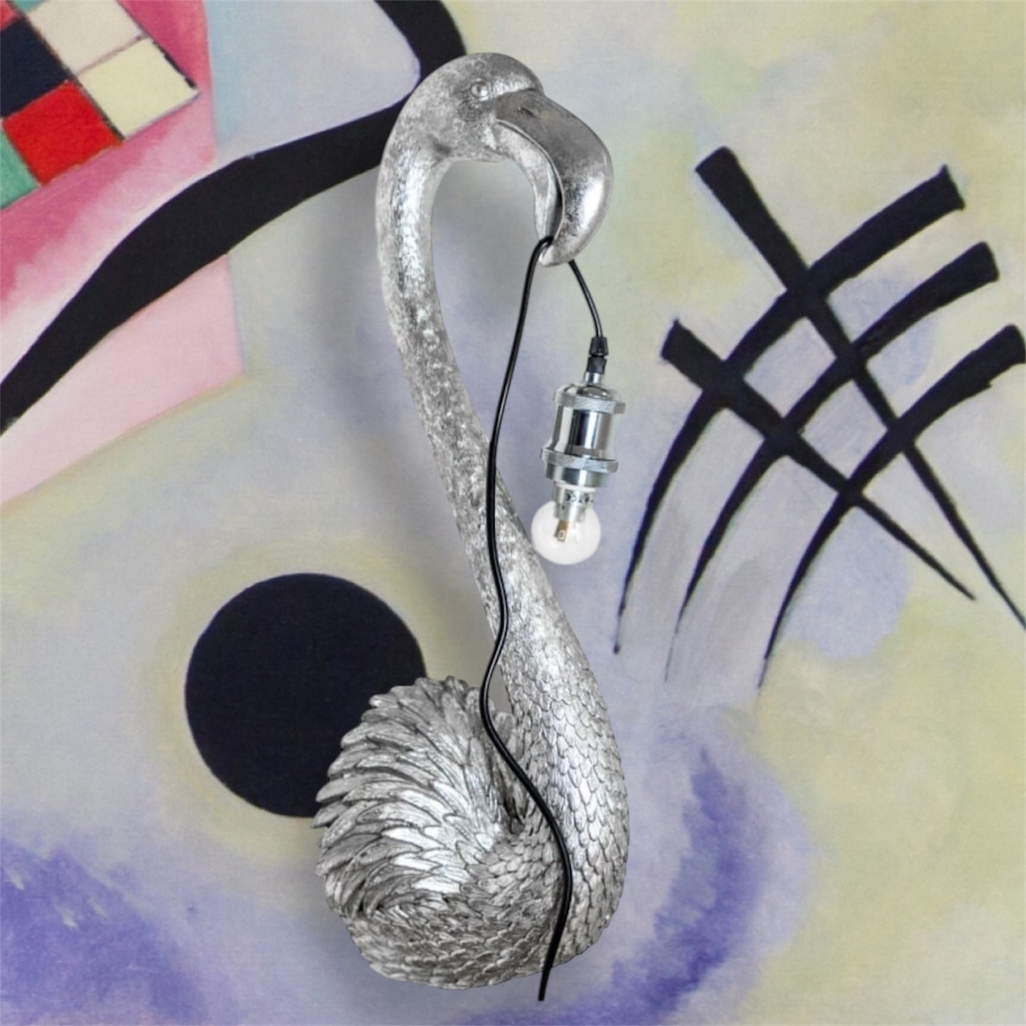Silver Flamingo Head Wall Lamp - Elegant and Unique Wall Decor
