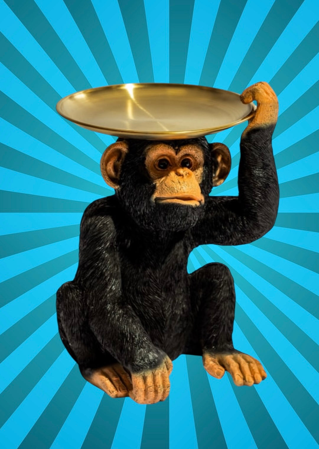 Monkey Holding Gold Tray – Playful & Functional Decorative Table Piece