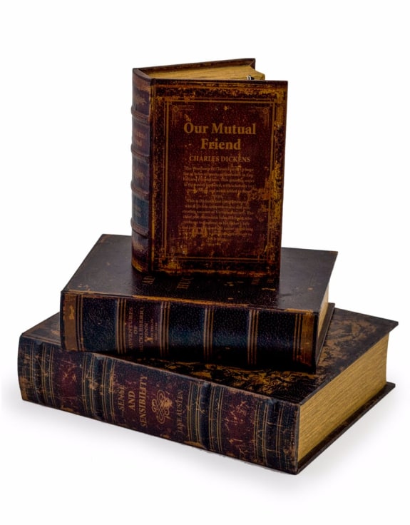 Antique Book Set of 3 Storage Boxes - Vintage Hidden Storage Décor