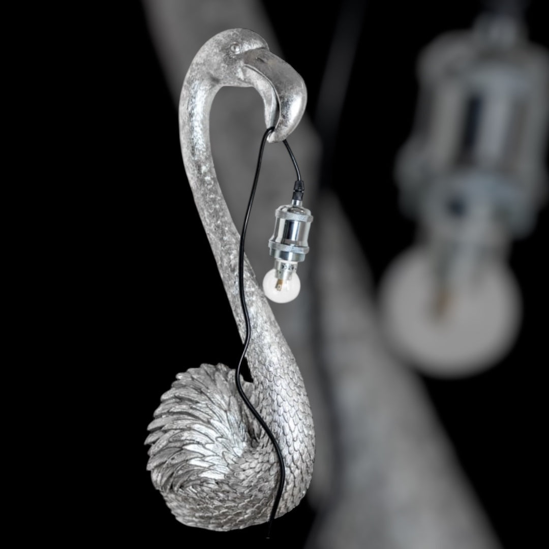Silver Flamingo Head Wall Lamp - Elegant and Unique Wall Decor