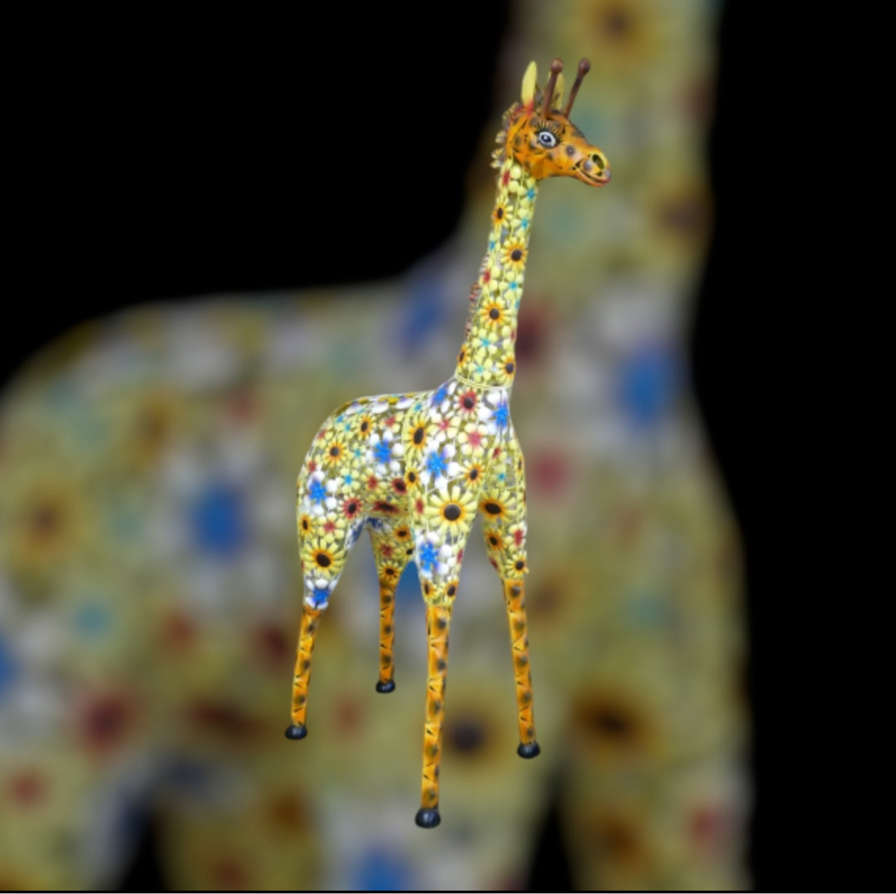 Flowered Metal Giraffe Sculpture - Large Outdoor Garden Décor