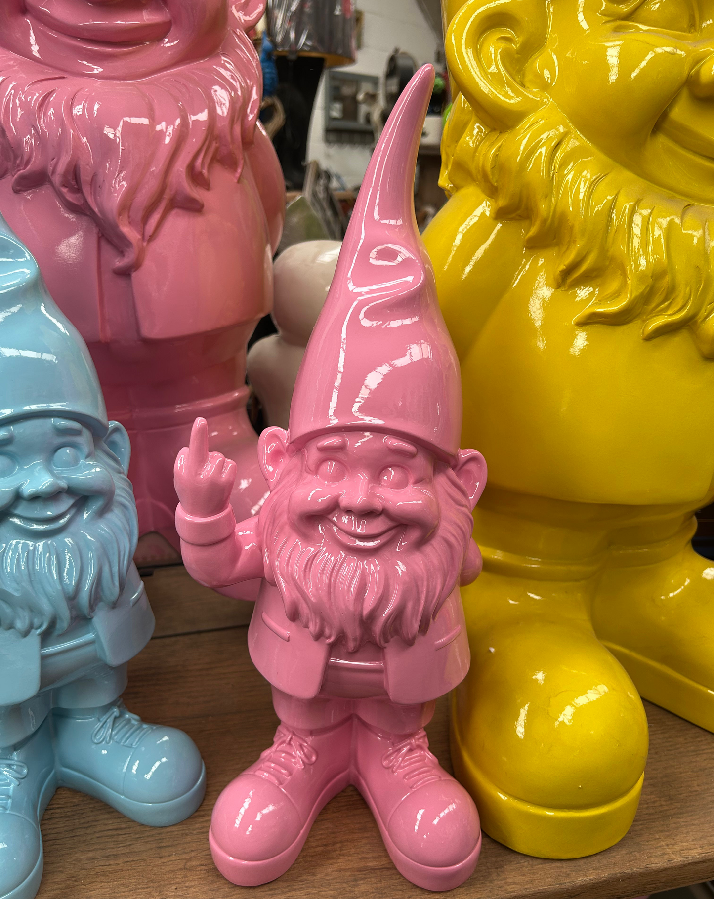 Medium Bright Pink "Naughty Gnome" Figure – Cheeky & Colourful Garden Decor