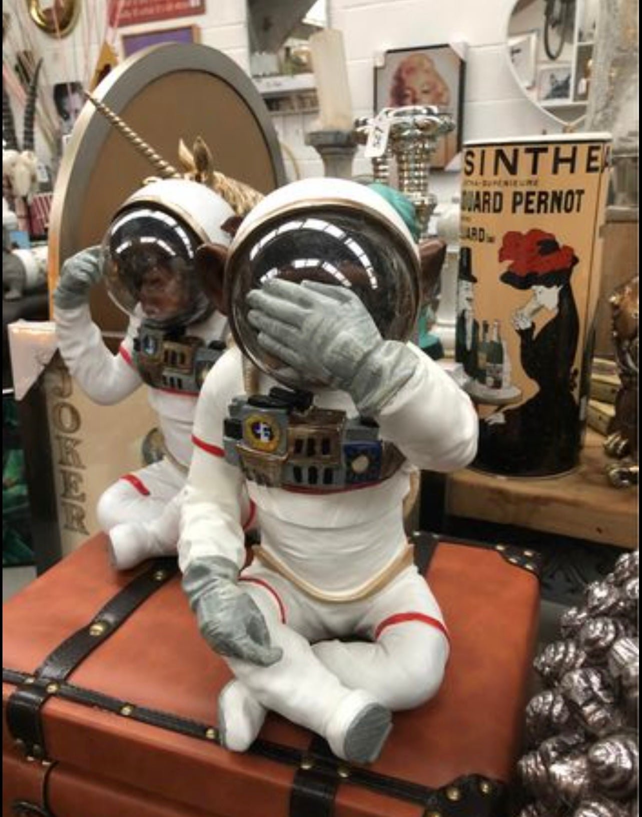 Monkey Astronaut "See No Evil" - Quirky Resin Sculpture | Sign of the times Stoke