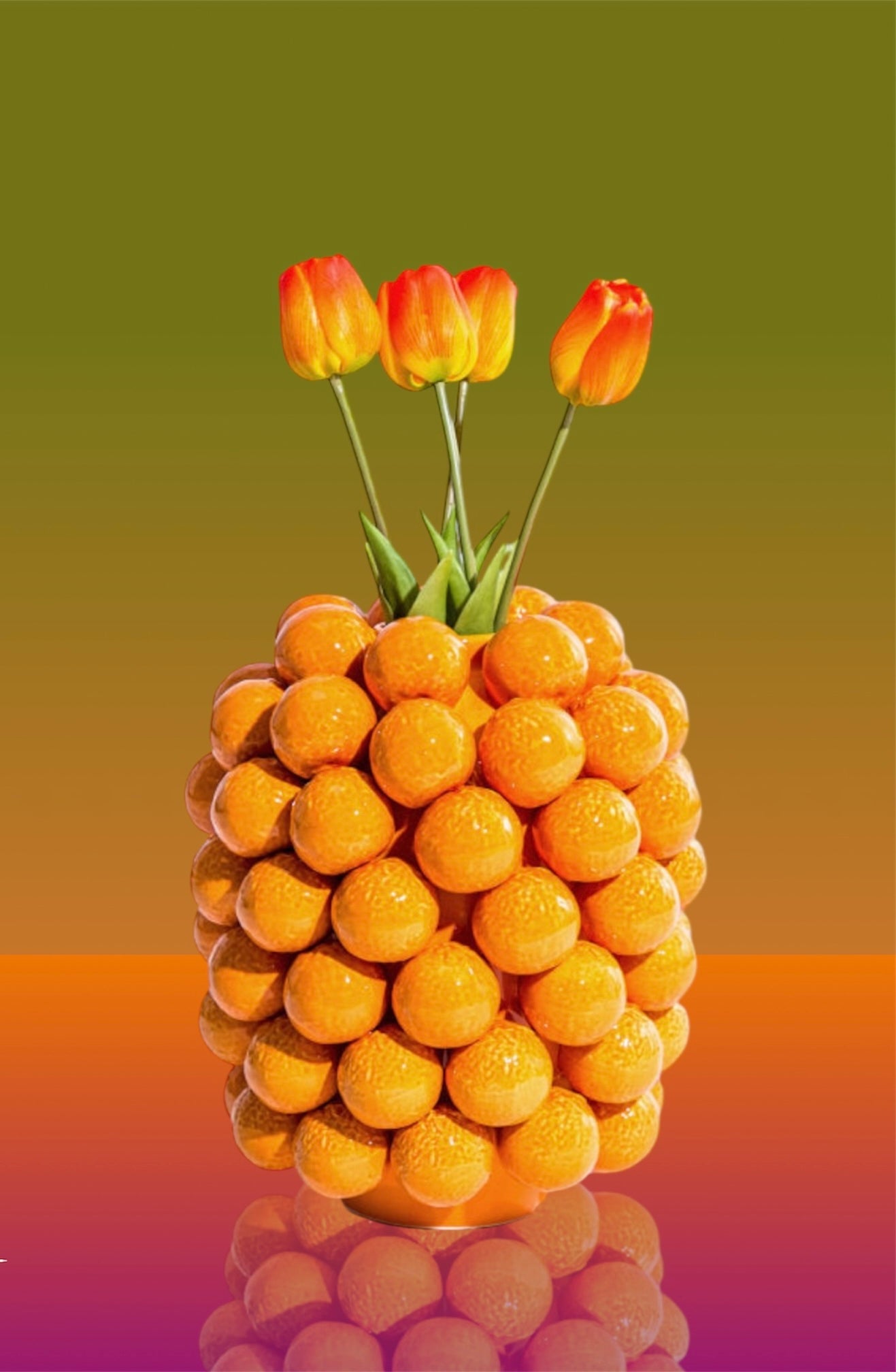 Ceramic Orange Vase – Unique Decorative Fruit-Inspired Vase