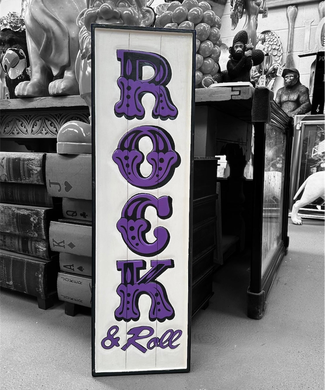 Funky "Rock and Roll" Sign - Hand-Painted MDF Wall Art