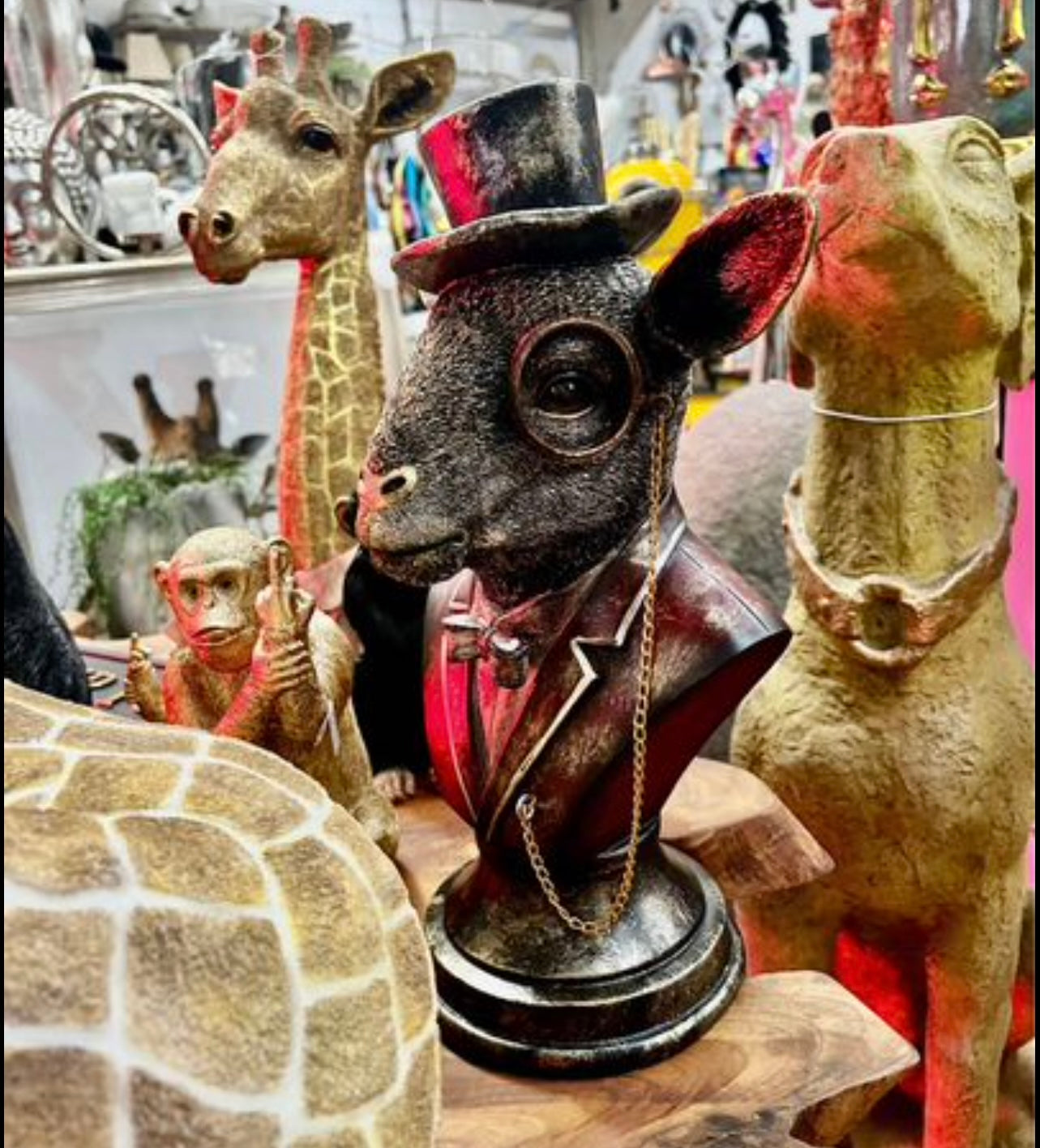 Monocled Goat Bust – Elegant Resin Sculpture with Suit and Charm | Sign of the times Stoke