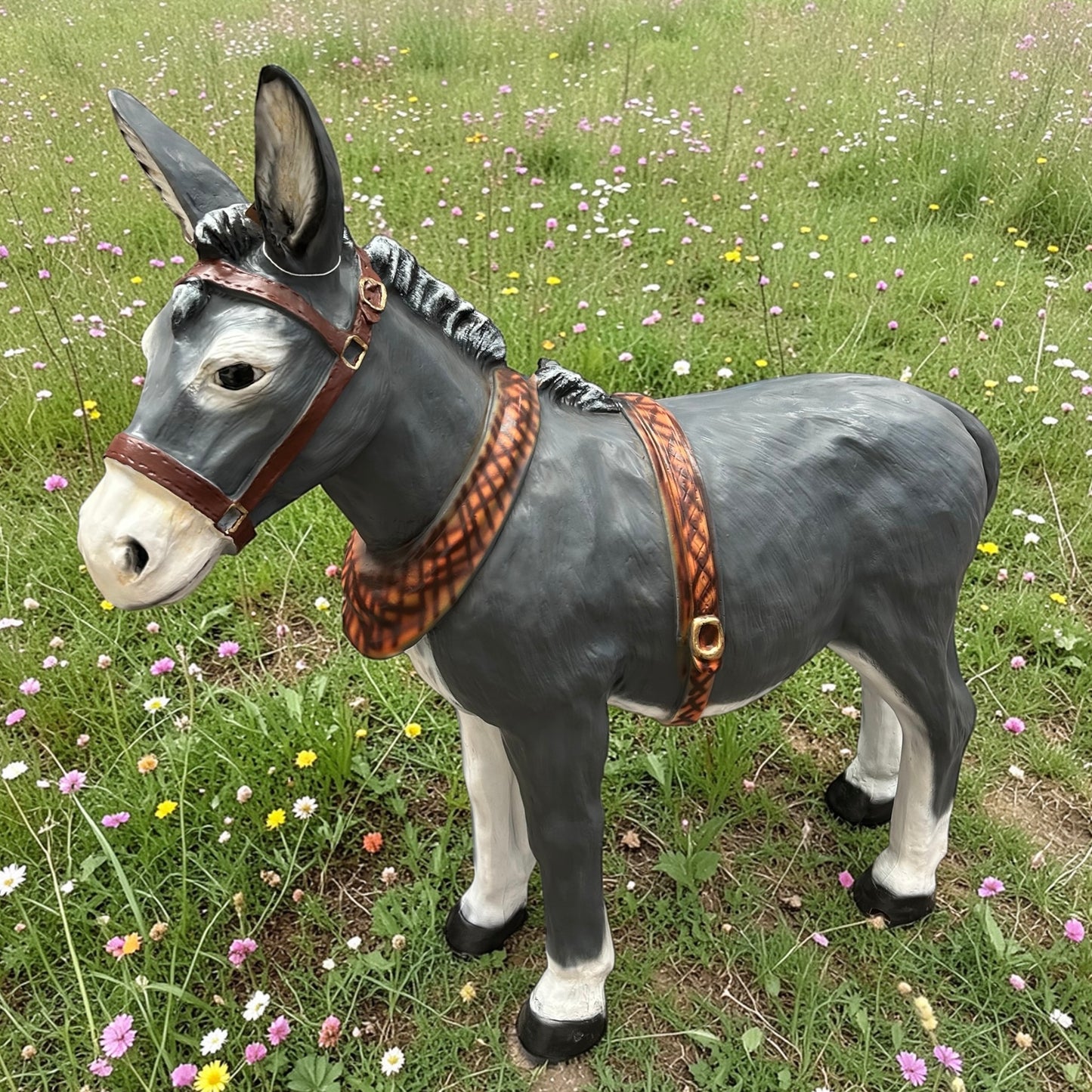 Large Donkey Sculpture – Resin Statement Animal Figure