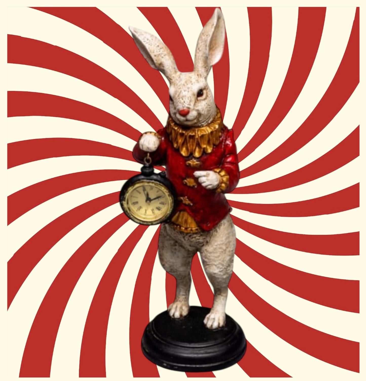The White Standing Clock Figure with Red Jacket