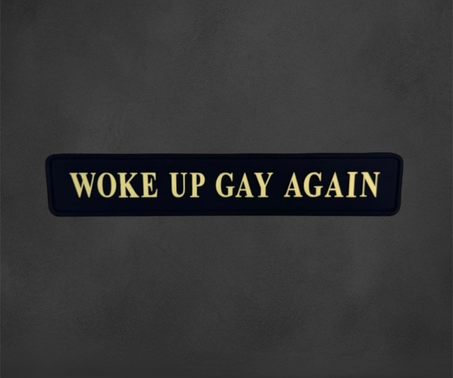 "Woke Up Gay Again" Wall Sign | Bold Black & Gold LGBTQ+ Pride Decor