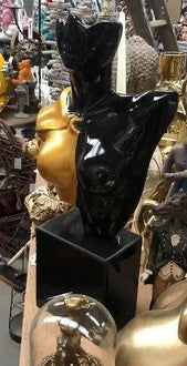 Elegant Black and Gold Lady Bust Sculpture – Resin Art on Black Marble Base | Sign of the times Stoke