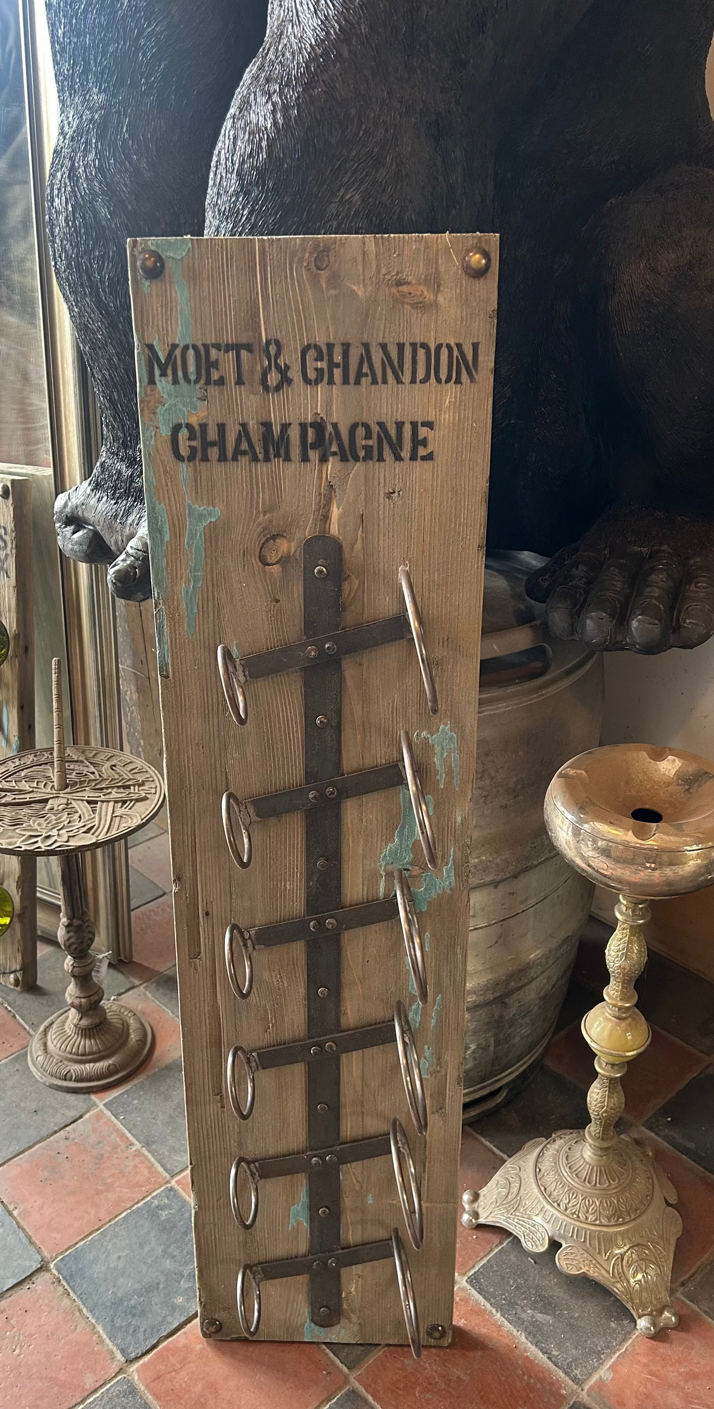 Weathered Oak Blue Wash Wine Rack – Rustic & Stylish Bottle Storage