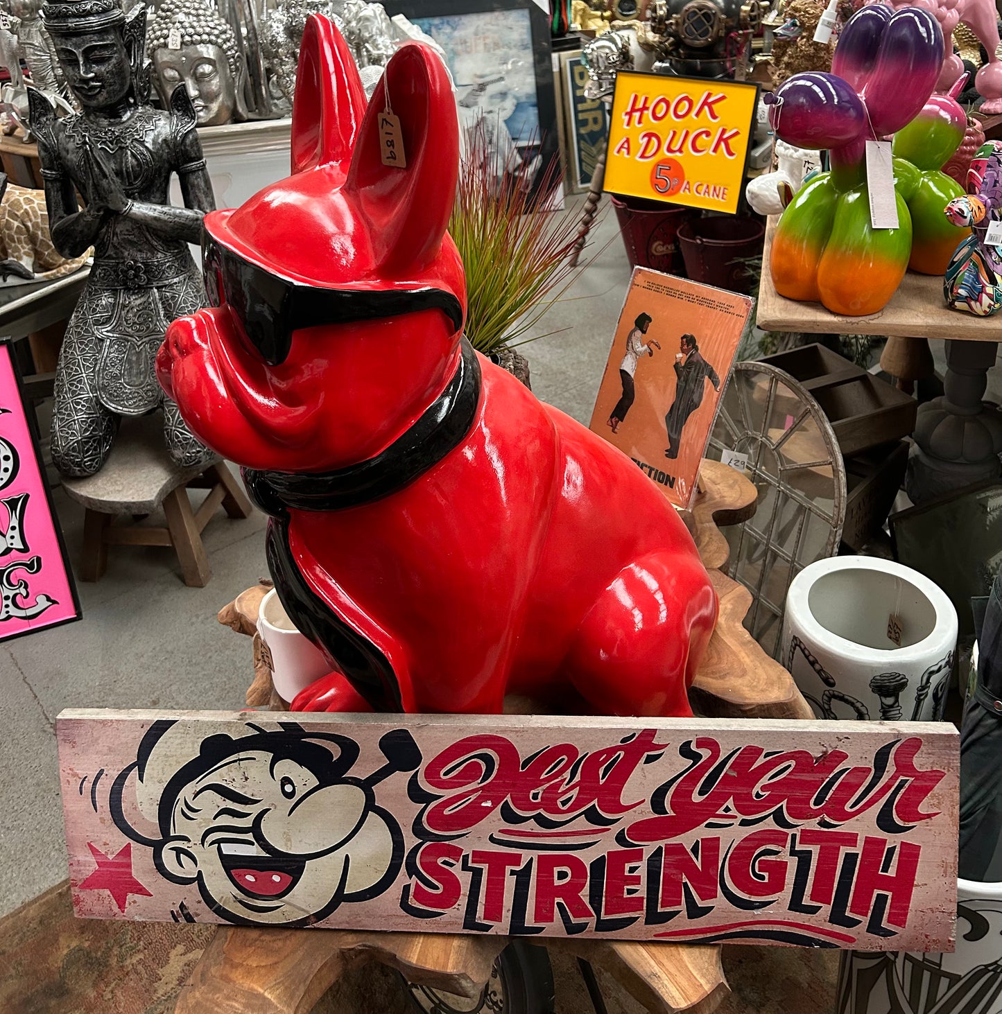 Popeye "Strength Test" Wooden Wall Sign – Nostalgic Fairground-Inspired Decor