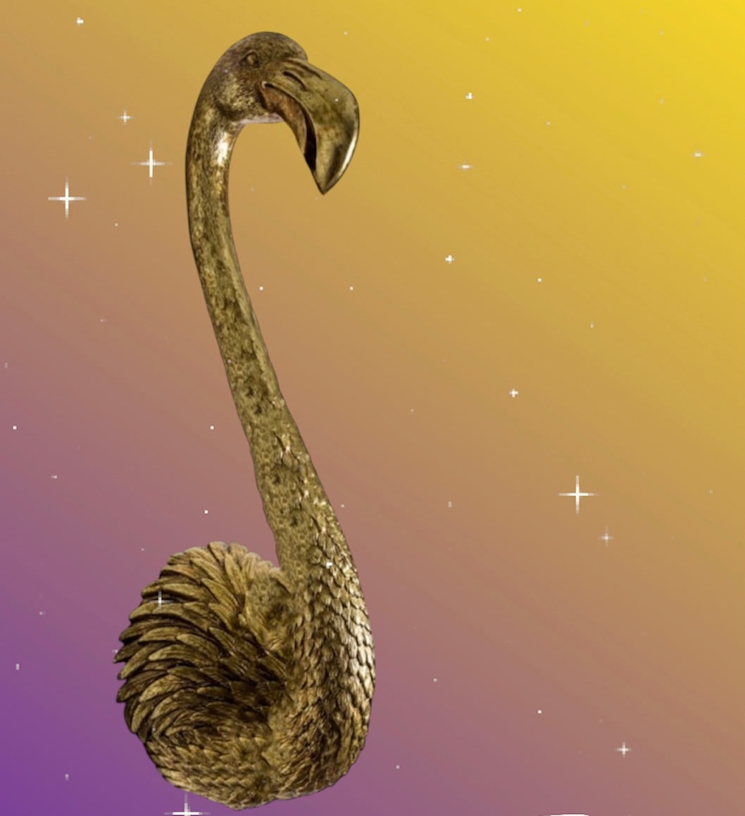 Gold Flamingo Wall Head – Elegant Animal Wall Decor
