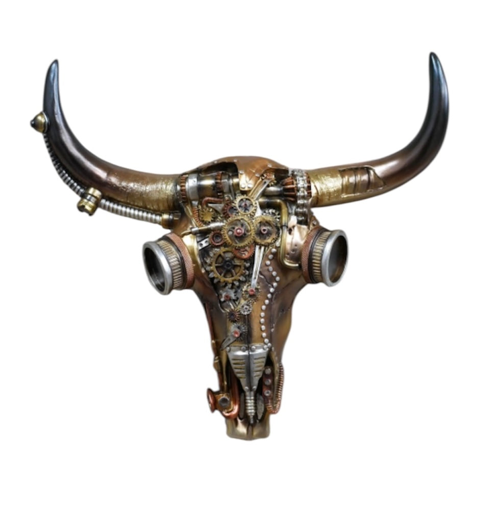 Steampunk Skull Ornament | Gothic Industrial Decor with Mechanical Detail