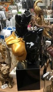 Elegant Black and Gold Lady Bust Sculpture – Resin Art on Black Marble Base | Sign of the times Stoke