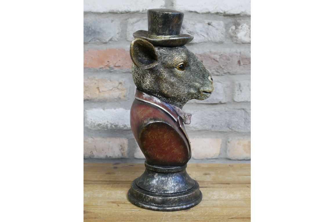 Monocled Goat Bust – Elegant Resin Sculpture with Suit and Charm | Sign of the times Stoke