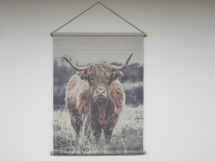 Highland Cow Canvas Wall Art - Rustic Farmhouse Hanging Décor