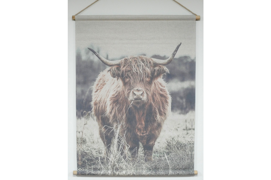 Highland Cow Canvas Wall Art - Rustic Farmhouse Hanging Décor