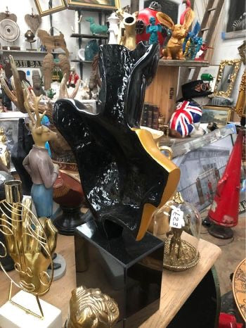 Elegant Black and Gold Lady Bust Sculpture – Resin Art on Black Marble Base | Sign of the times Stoke