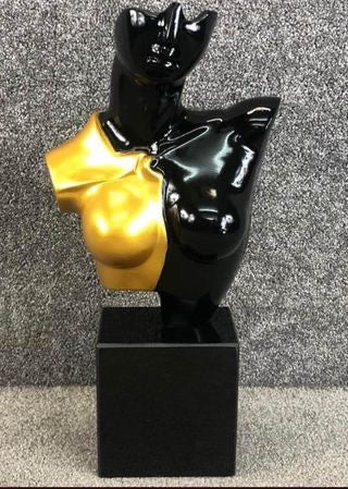 Elegant Black and Gold Lady Bust Sculpture – Resin Art on Black Marble Base | Sign of the times Stoke