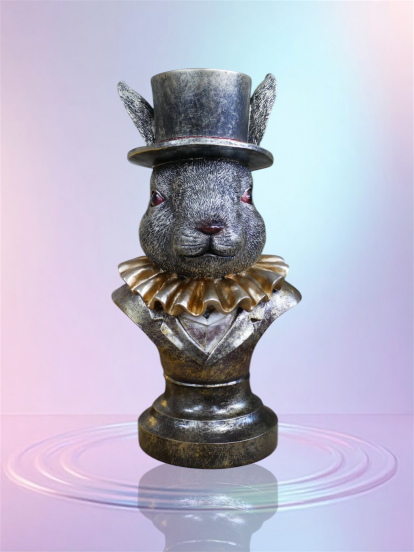Charming Rabbit Bust with Top Hat – Detailed Resin Sculpture