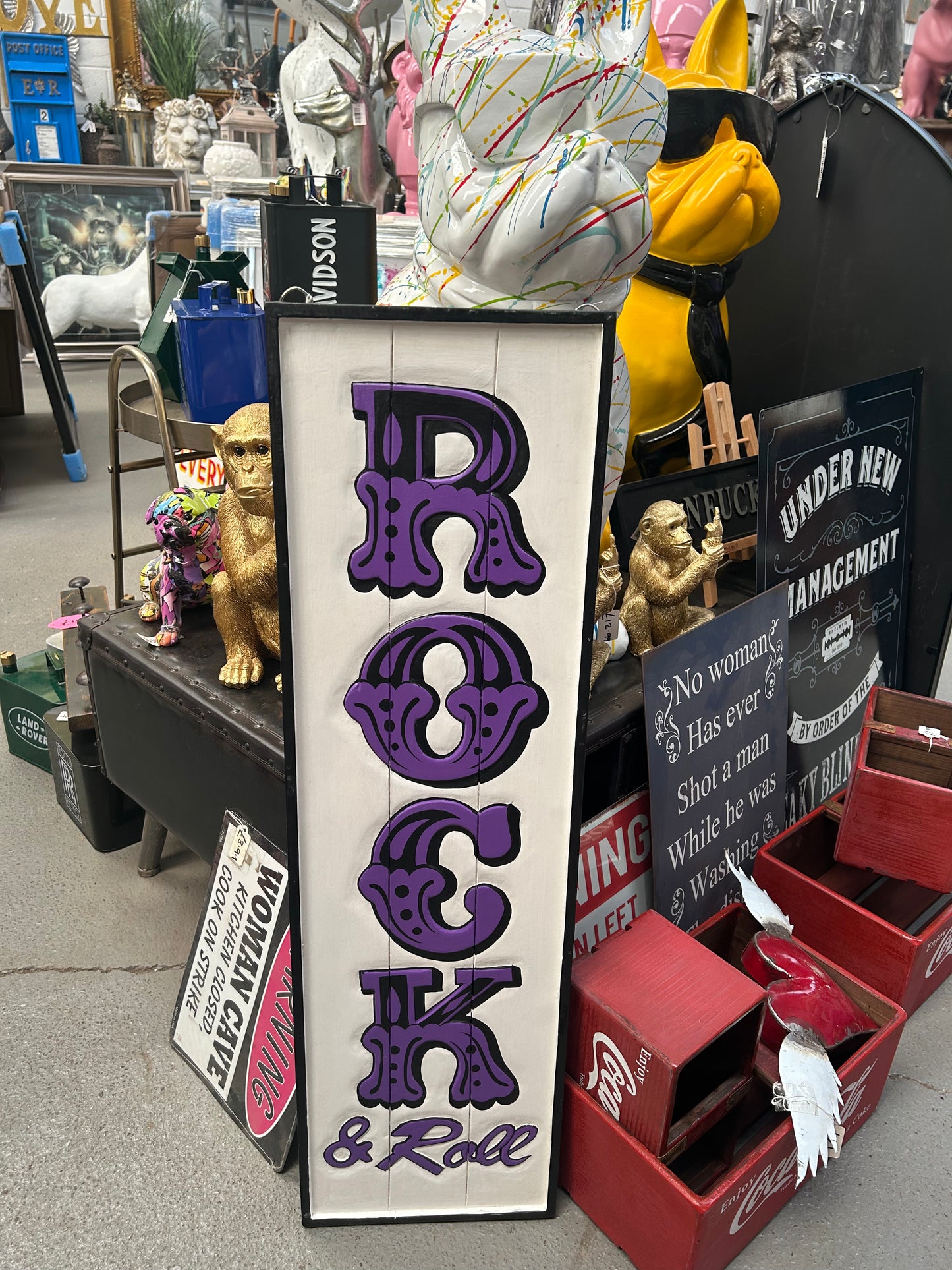 Funky "Rock and Roll" Sign - Hand-Painted MDF Wall Art | Sign of the times Stoke