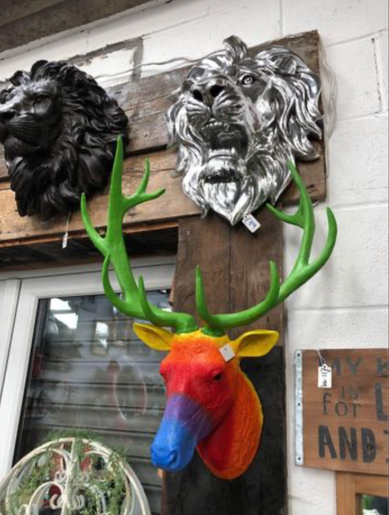 Rainbow Stags Head Wall Mount – Vibrant Resin Sculpture | Sign of the times Stoke