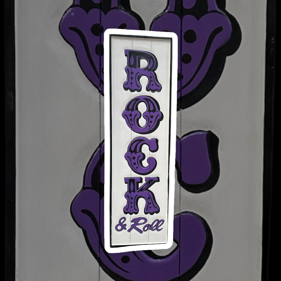 Funky "Rock and Roll" Sign - Hand-Painted MDF Wall Art