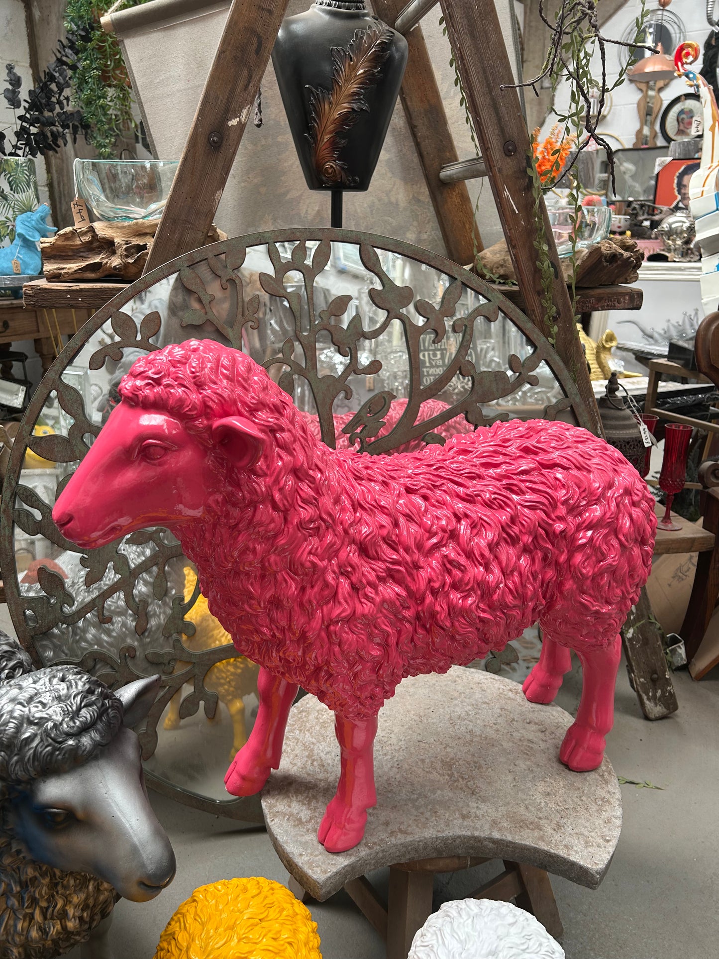 Pink Resin Sheep – Large Statement Animal Ornament