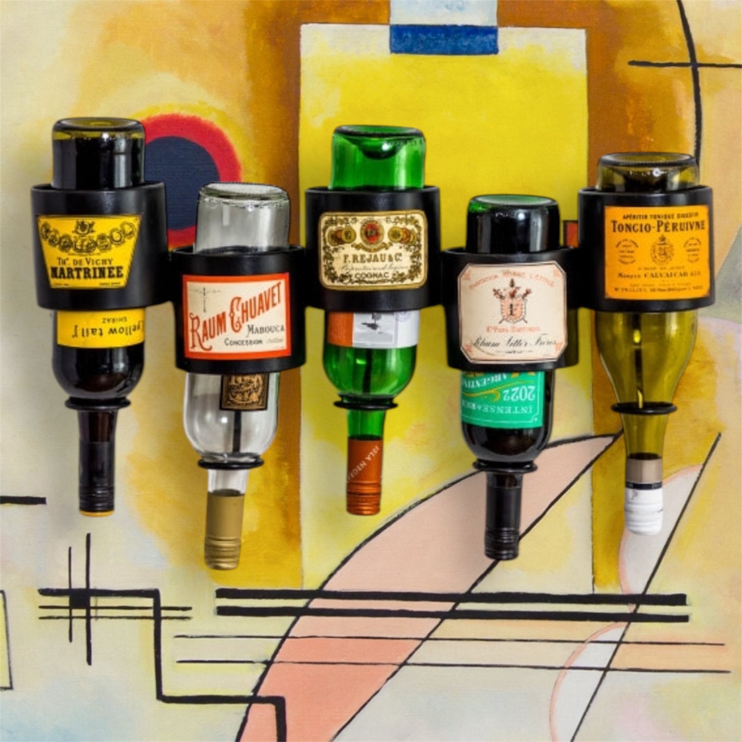 Vintage French Wall Mounted Wine Bottle Holder – Rustic Wine Rack for Elegant Display