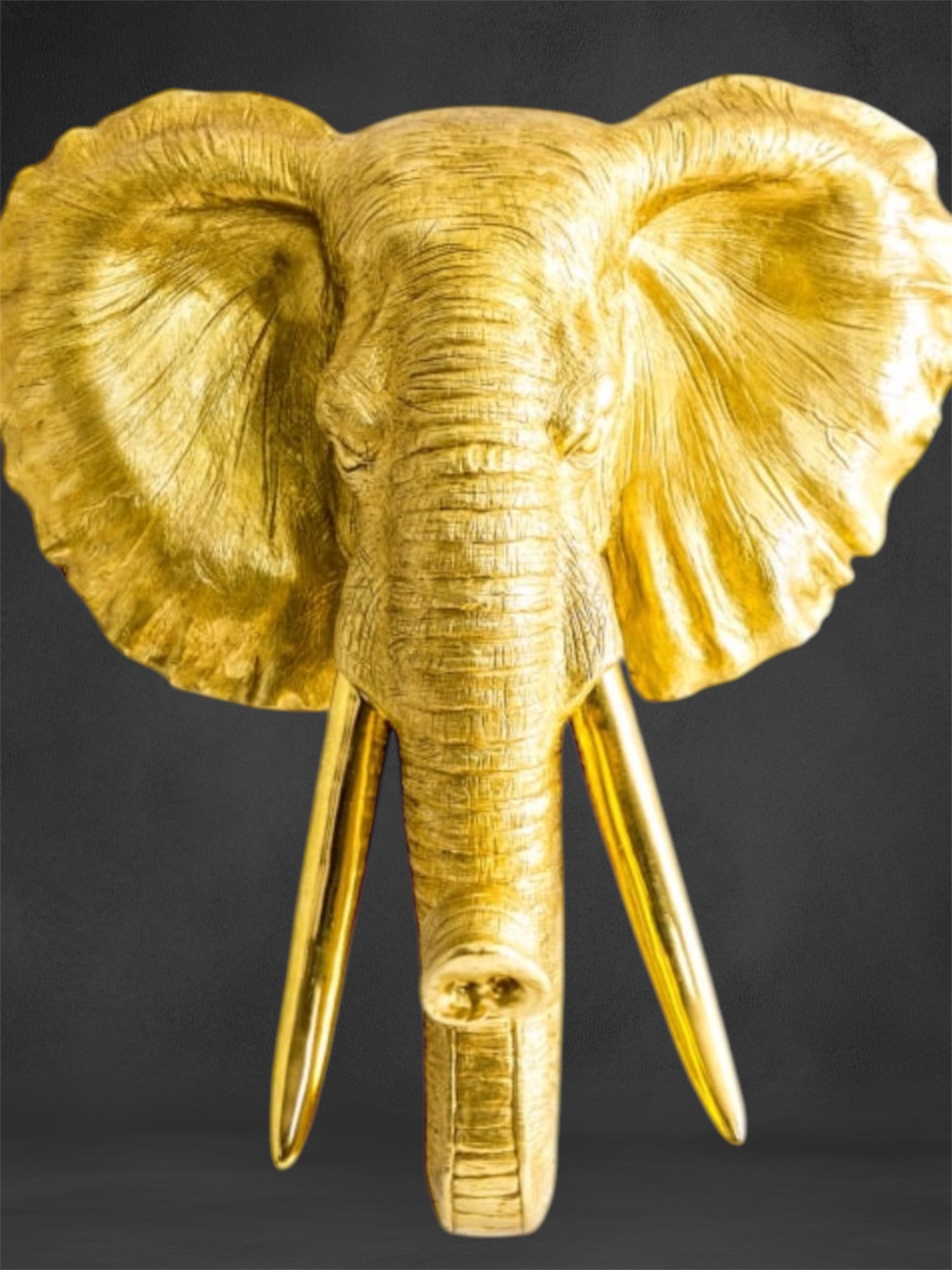 Extra Large Antique Gold Elephant Wall Head – Majestic Resin Sculpture