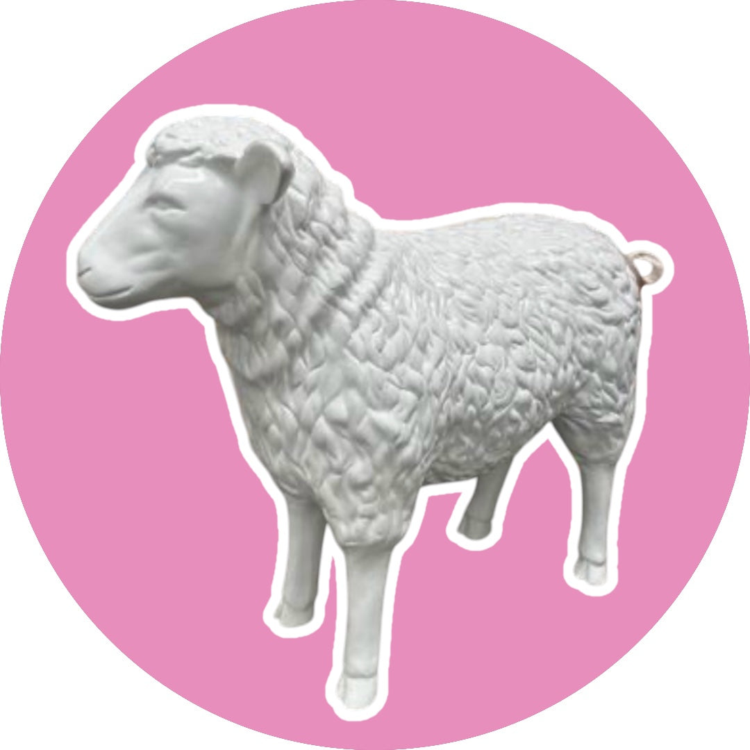 White Life-Size Sheep Sculpture - Resin Art for Indoor and Outdoor Elegance