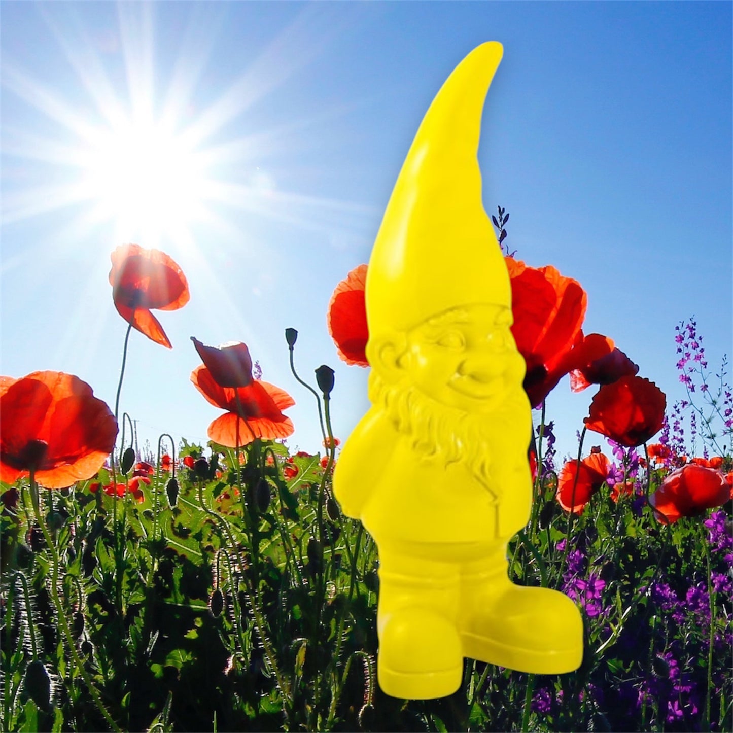 Giant Yellow Standing Gnome Figure - Joyful Garden or Home Decor