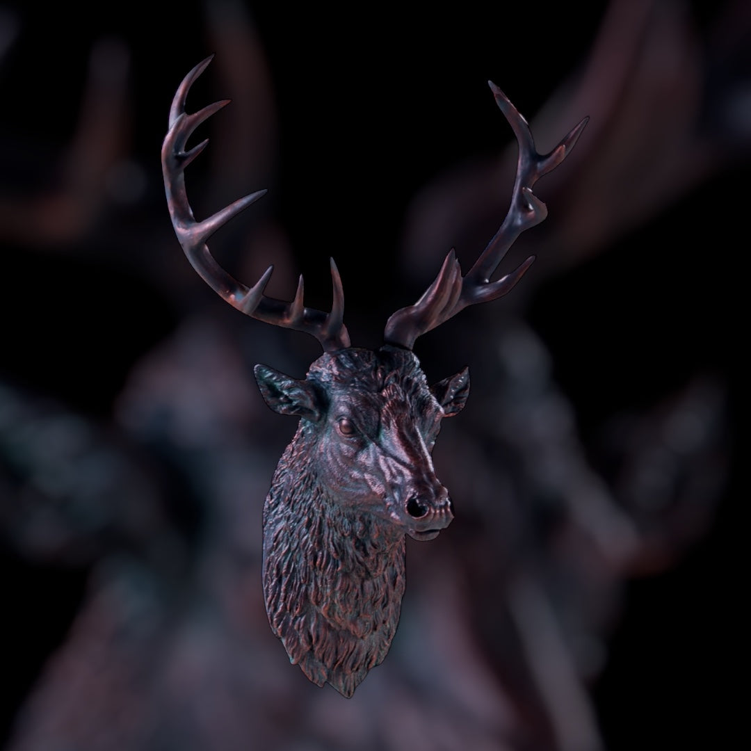 Bronze Stag Head Wall Sculpture - Elegant Resin Decor